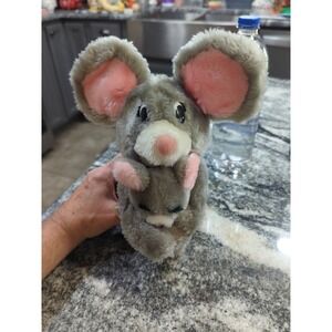 Vintage Dakin 1983 Gray Mama Mouse With Baby Plush Stuffed Mouse